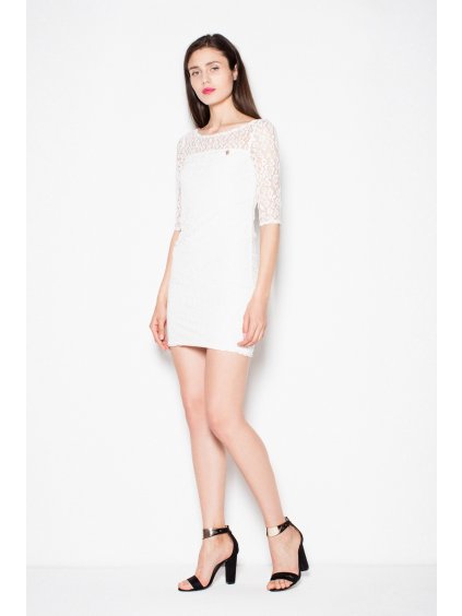 (Méret S) Krémszínű csipkés miniruha VT057 Ecru