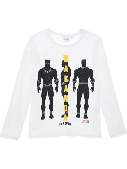 Fehér hosszú fiú póló Fekete párduc