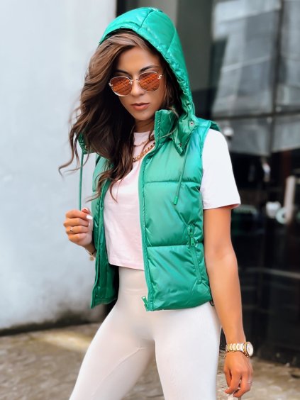 Zöld steppelt rövid mellény OSHE