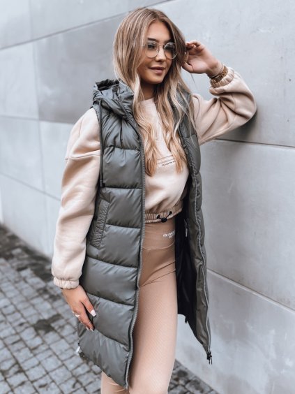 Sötétszürke hosszabb steppelt mellény FAR AWAY