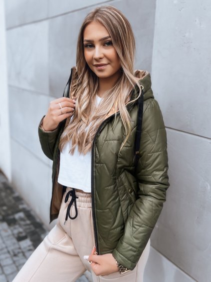 Sötét khaki steppelt kabát LOVE YOU