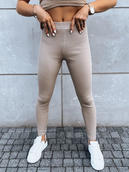 Bézs színű bordázott leggings OLIVE BRANCH