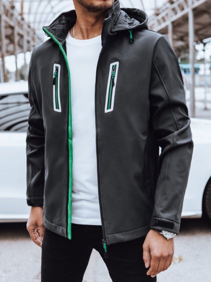 Sötétszürke softshell kabát kapucnival