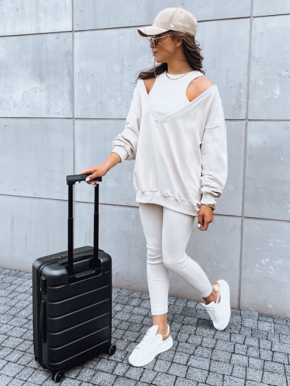 Bézs színű bordázott pulóver, leggings és felső szett ASTRAL ATTIRE