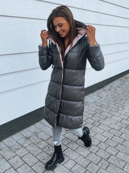 Szürkés-lila megfordítható hosszú kabát KERMIT