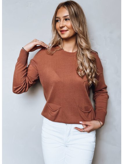 Fahéjsbasicbasic pulóver S MOLLY zsebek (Méret ONE SIZE)