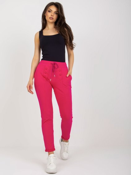 Sötét rózsaszín női melegítőnadrág díszgombokkal