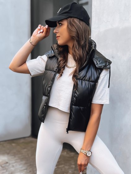 Fekete rövid steppelt mellény OSHE