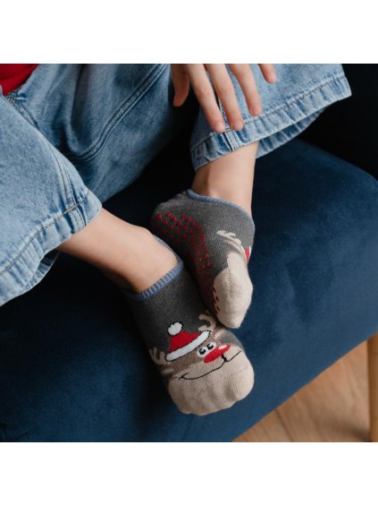 Sötétszürke karácsonyi csúszásmentes zokni Art.134