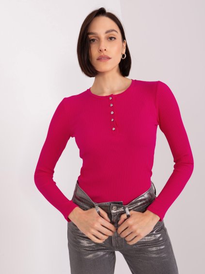 Fukszia színű bordázott póló