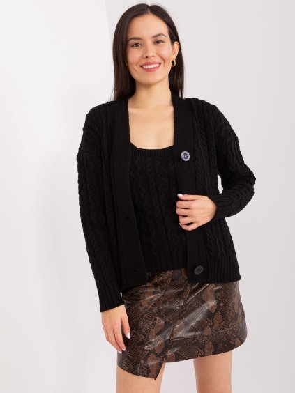 Fekete kötött felső és pulóver szett