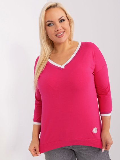 Sötét rózsaszín V-nyakú póló