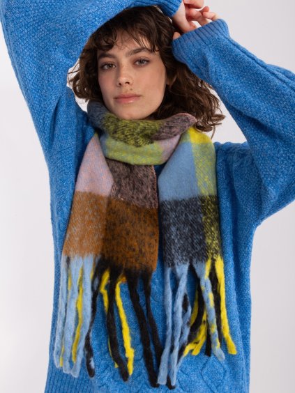 Sárga kockás sál rojtokkal