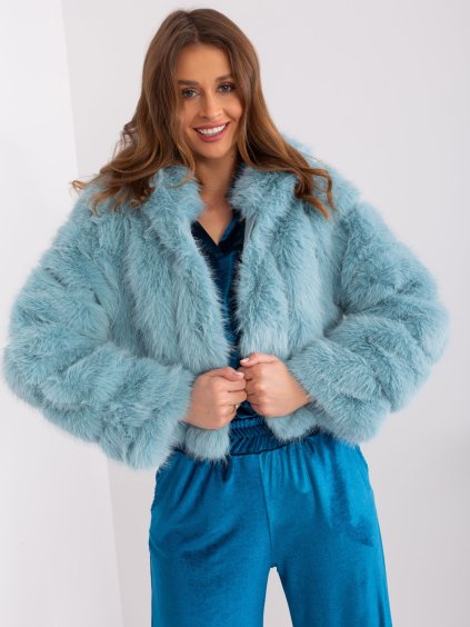 Világoskék rövid kabát kapucnival