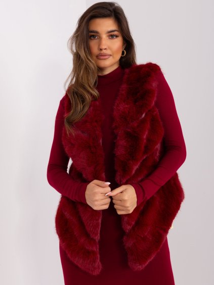 Bordó aszimmetrikus szőrmés mellény