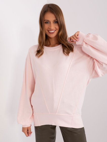 Világos rózsaszín széles pulóver