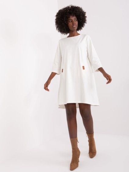 Krémszínű mini ruha zsebekkel