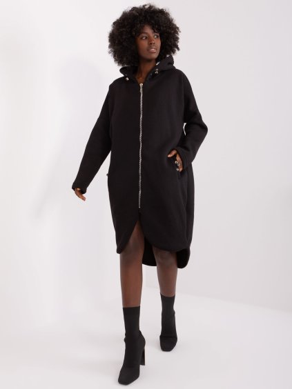 Fekete hosszú aszimmetrikus pulóver