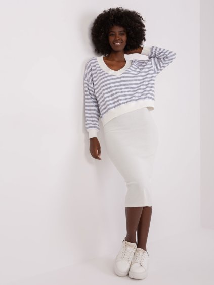 Szürke-fehér ruha és csíkos blúz szett