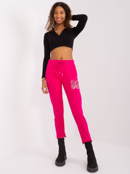 Sötét rózsaszín női melegítőnadrág pillangó mintával