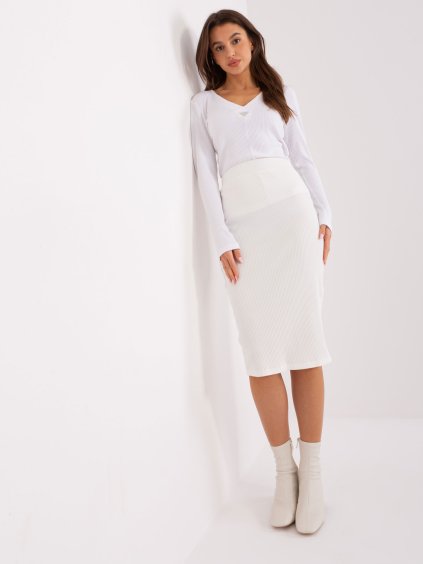 Krém színű bordázott midi szoknya