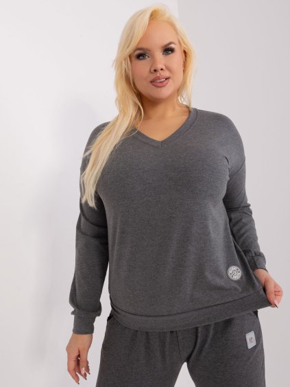 Sötétszürke póló V nyakkivágással