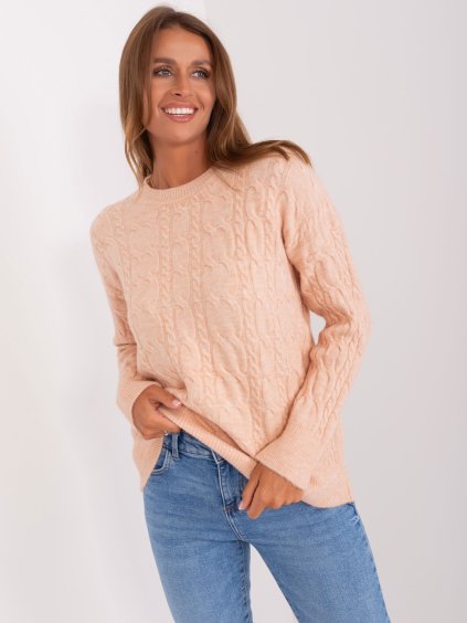 Sárga barack fonott pulóver