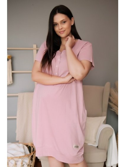 Világos rózsaszín szoptatós hálóing patentos zárással