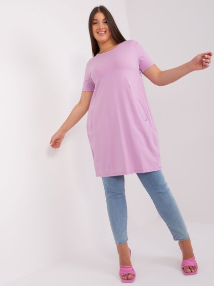 Világos lila sima ruha zsebekkel