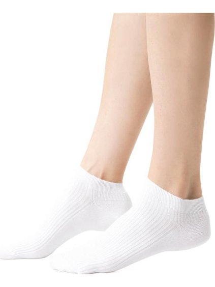 Fehér boka bordázott női zokni Art.137 MN001, WHITE