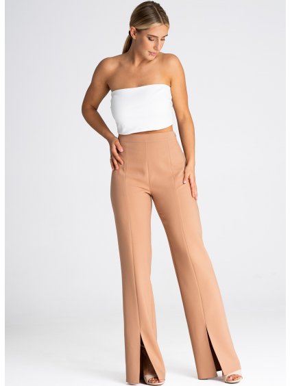 Sötétbézs harang alakú nadrág hasítékkal