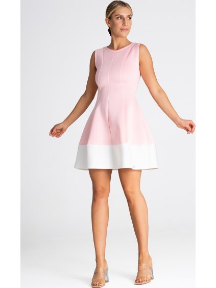 Világos rózsaszín mini ruha A-vonalú szoknyával