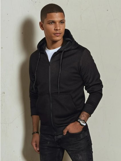 Fekete cipzáras kapucnis pulóver