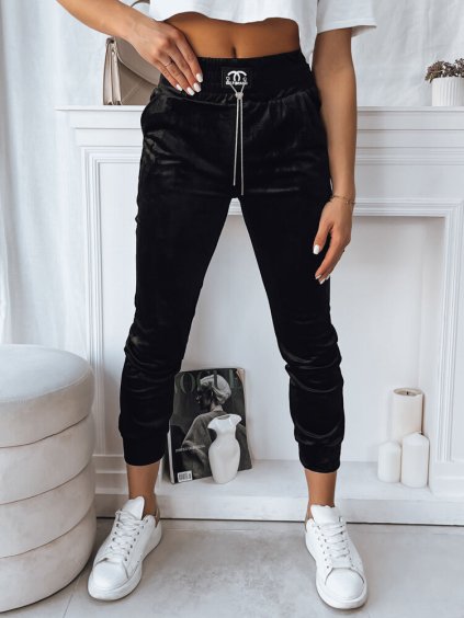 Fekete velúr melegítőnadrág AVENUE