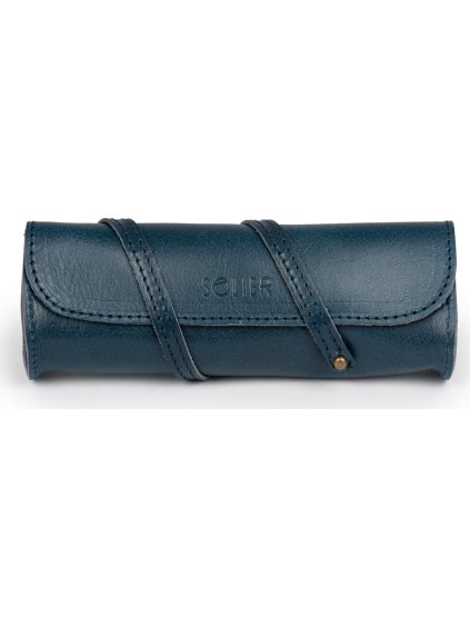 Sötétkék bőr tolltartó SOLIER