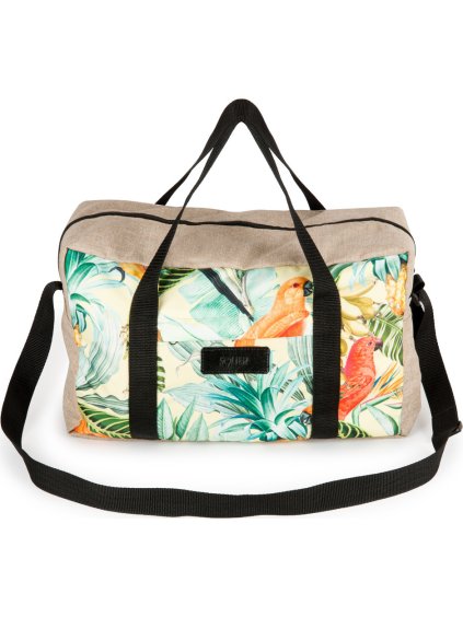 Solier Beige kézitáska trópusi mintás