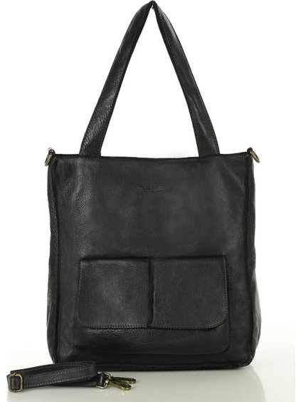 MARCO MAZZINI Fekete női bőr shopper táska