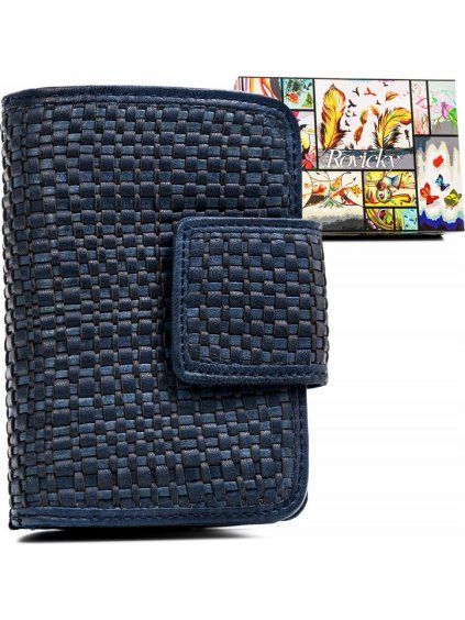 Rovicky sötétkék bőr rácsos pénztárca V259