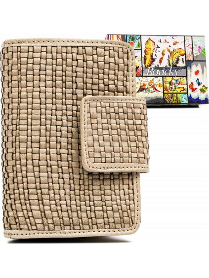 Rovicky bézs bőr rácsos pénztárca V258