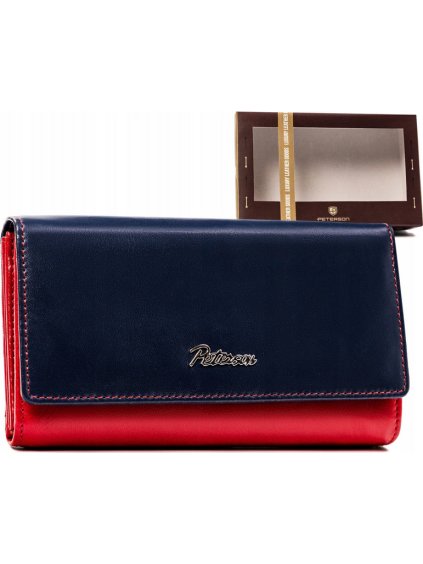 Peterson sötétkék piros bőr pénztárca Y452