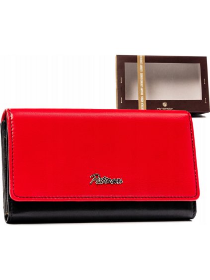 Peterson vörös és fekete bőr pénztárca Y451