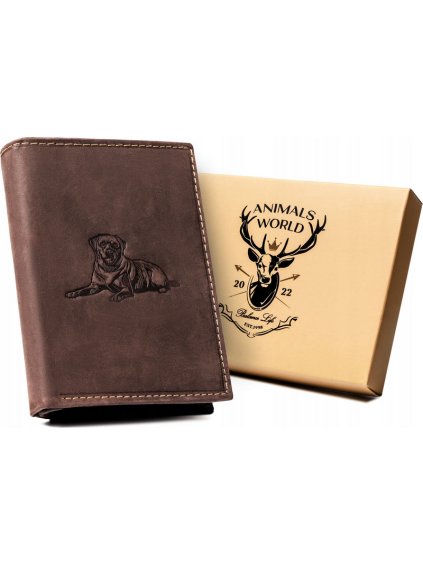 Always Wild sötétbarna bőr pénztárca kutyás dombornyomással A152