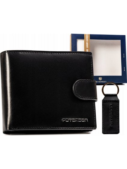 Peterson fekete férfi pénztárca és kulcstartó készlet I055