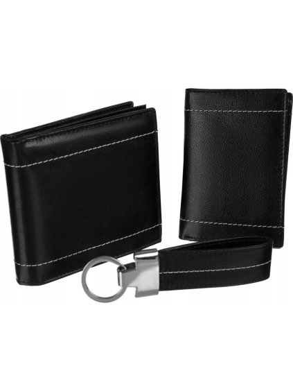 4U Cavaldi fekete készlet pénztárca és kártyatok B038