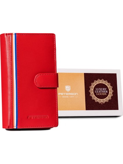 Peterson Piros bőr pénztárca csíkkal Y350