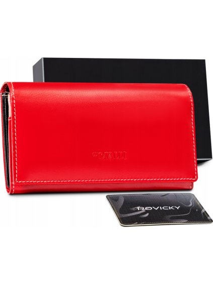 Cavaldi Piros sima bőr pénztárca M523