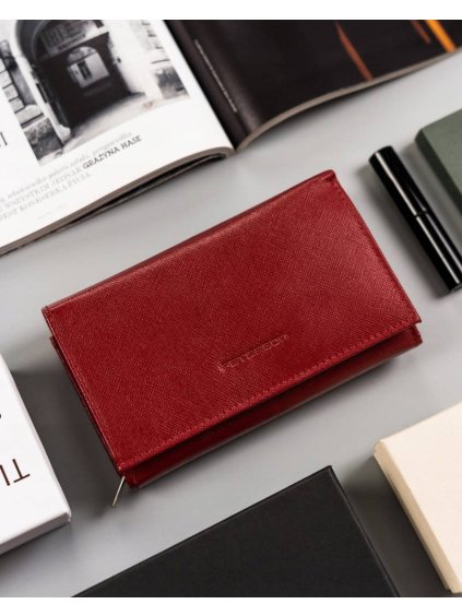 Peterson közepes piros bőr pénztárca Y292