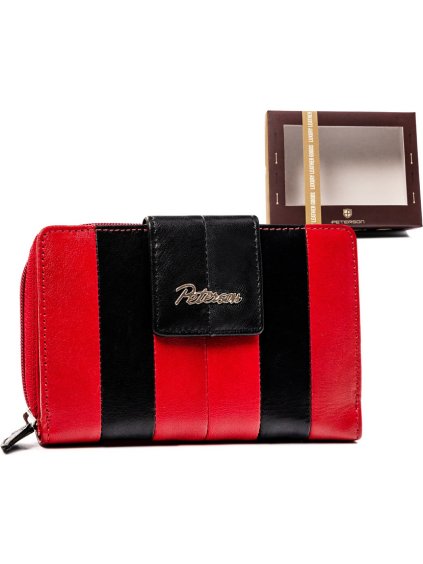 Peterson fekete piros közepes bőr pénztárca Y440