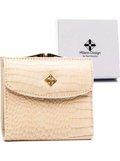 Milano Design bézs eko bőr kis pénztárca T015