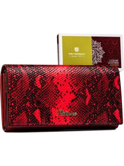 Peterson vörös kígyóbőr bőr pénztárca Y358